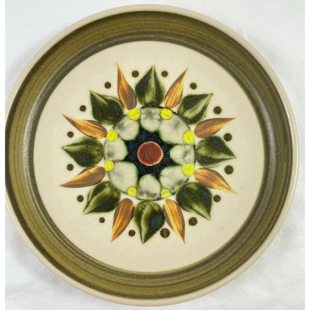 Denby Sherwood Bread Plate Green Langley England 6.75" Stoneware Dessert Vintage